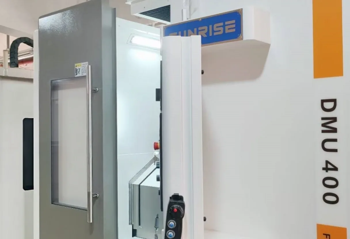 SUNRISE DMU 400 5-axis CNC machining center front close-up at Eternal CNC factory