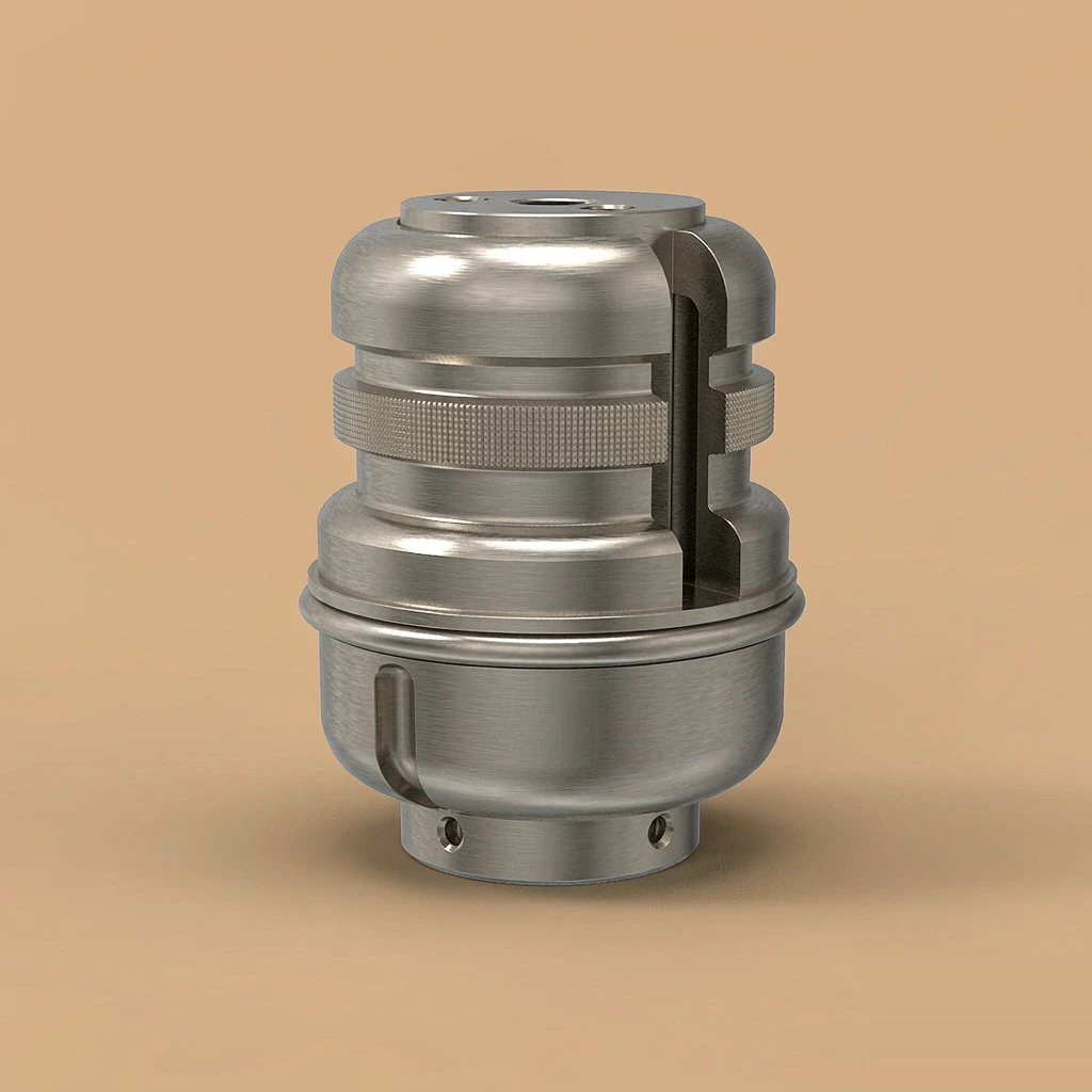 Stainless Steel machined part – 3D render