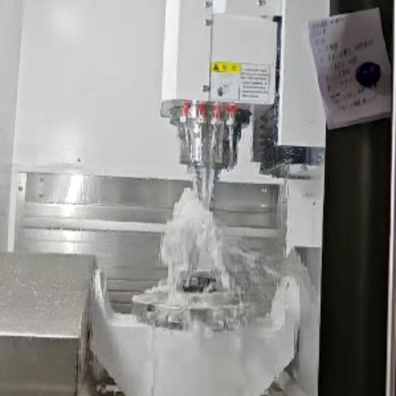 CNC machining center multi-flute milling aluminum bracket with coolant spray