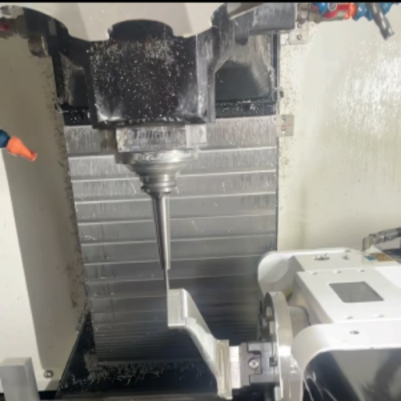 CNC high-precision spindle and tool holder machining close-up